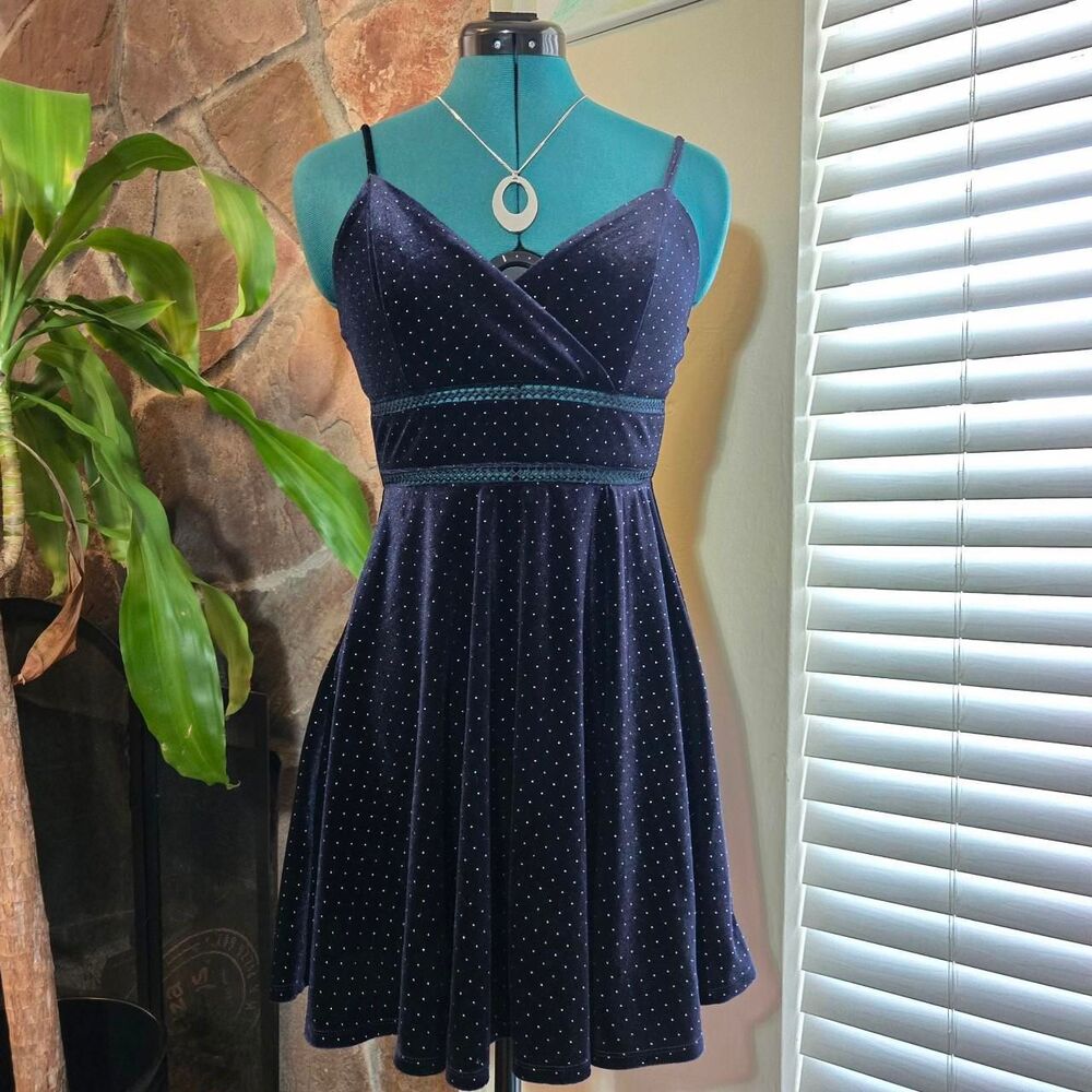 Cosmic Glam A-line Velvet Mini Dress with Sparkle - Whimsigoth x 90s Soft Grunge